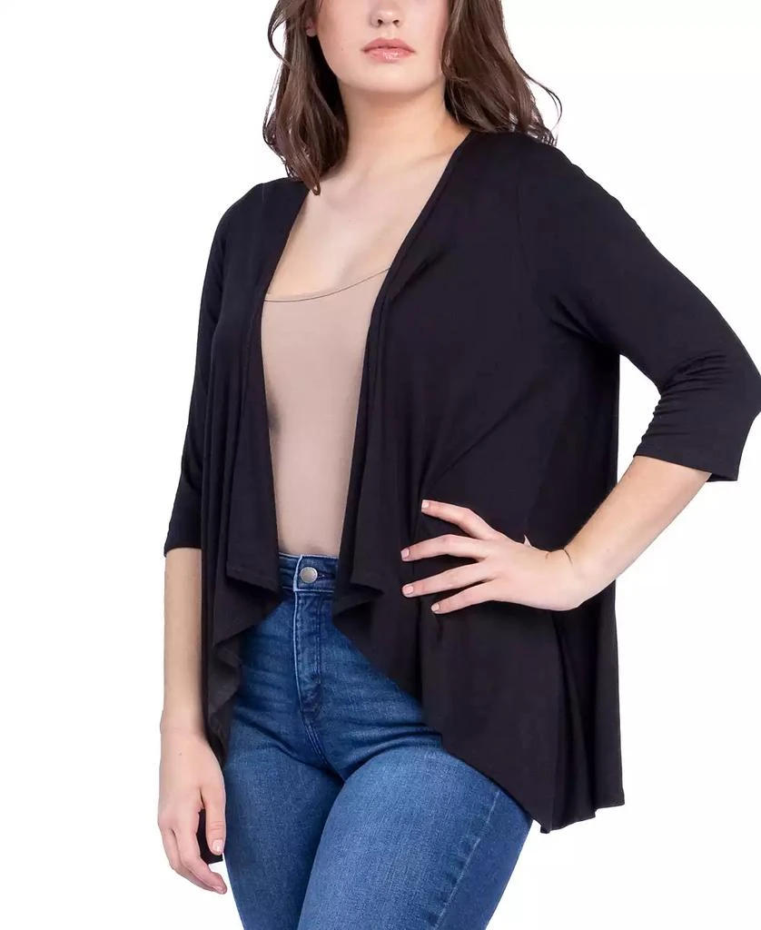 24seven Comfort Apparel Women's Open Front Elbow Length Sleeve Cardigan Sweater 5