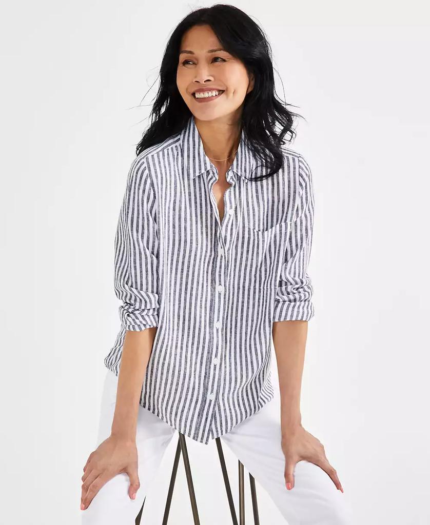 Style & Co Plus Size Johnny-Collar Long-Sleeve Top