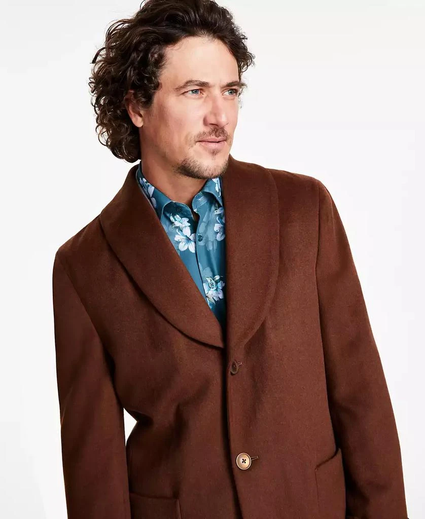 Tallia Men's Classic-Fit Medium Weight Solid Wool Blend Overcoats 4