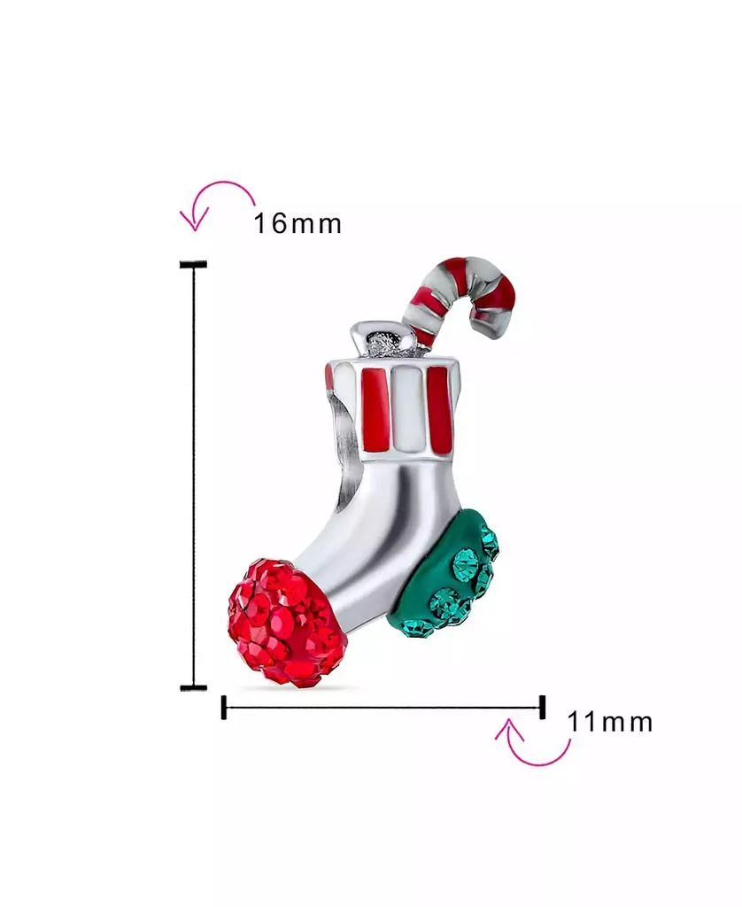 Bling Jewelry Sparkling Crystal Candy Cane Christmas Holiday Stocking Stuffer Bead Charm For Sterling Fits European Bracelet 2