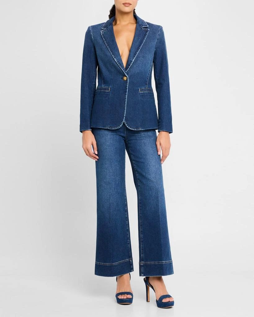 Alice + Olivia Macey Denim Notch-Collar Fitted Blazer 2