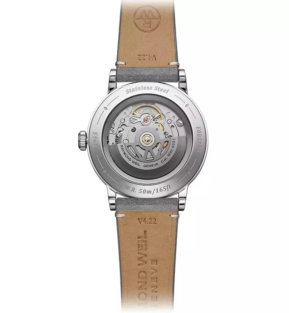 Raymond Weil Men's Swiss Automatic Millesime Moon Phase Gray Leather Strap Watch 40mm 2