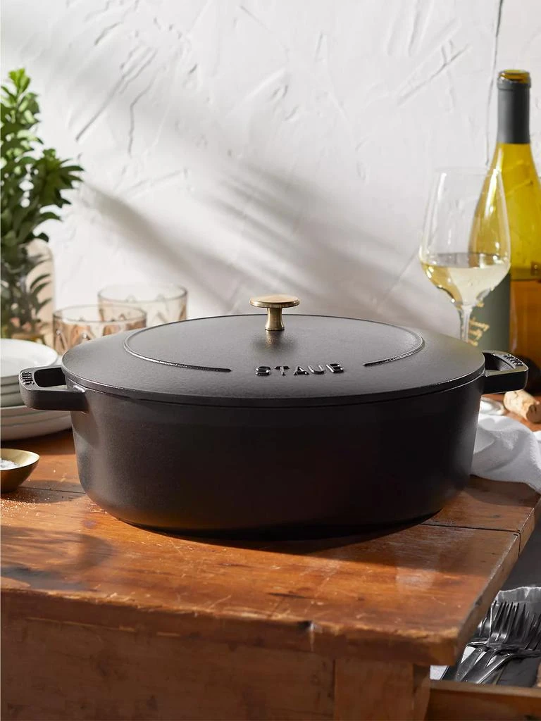Staub Cast Iron 6.25-Quart Shallow Oval Dutch Oven 6