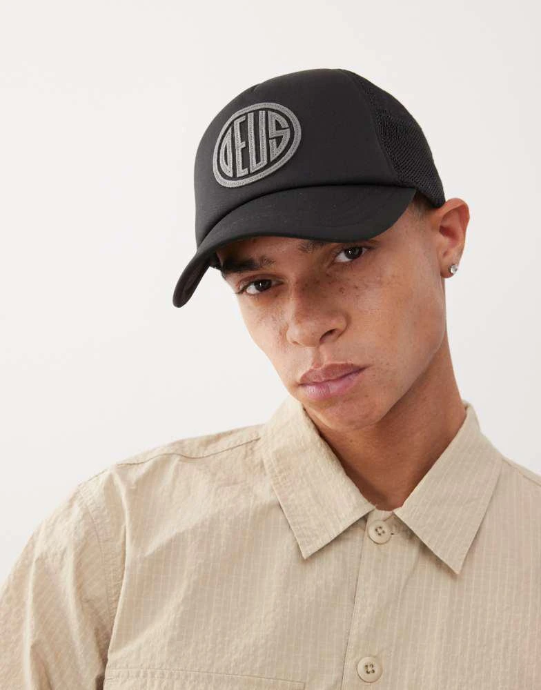 Deus Deus Ex Machina pill trucker cap in black 1