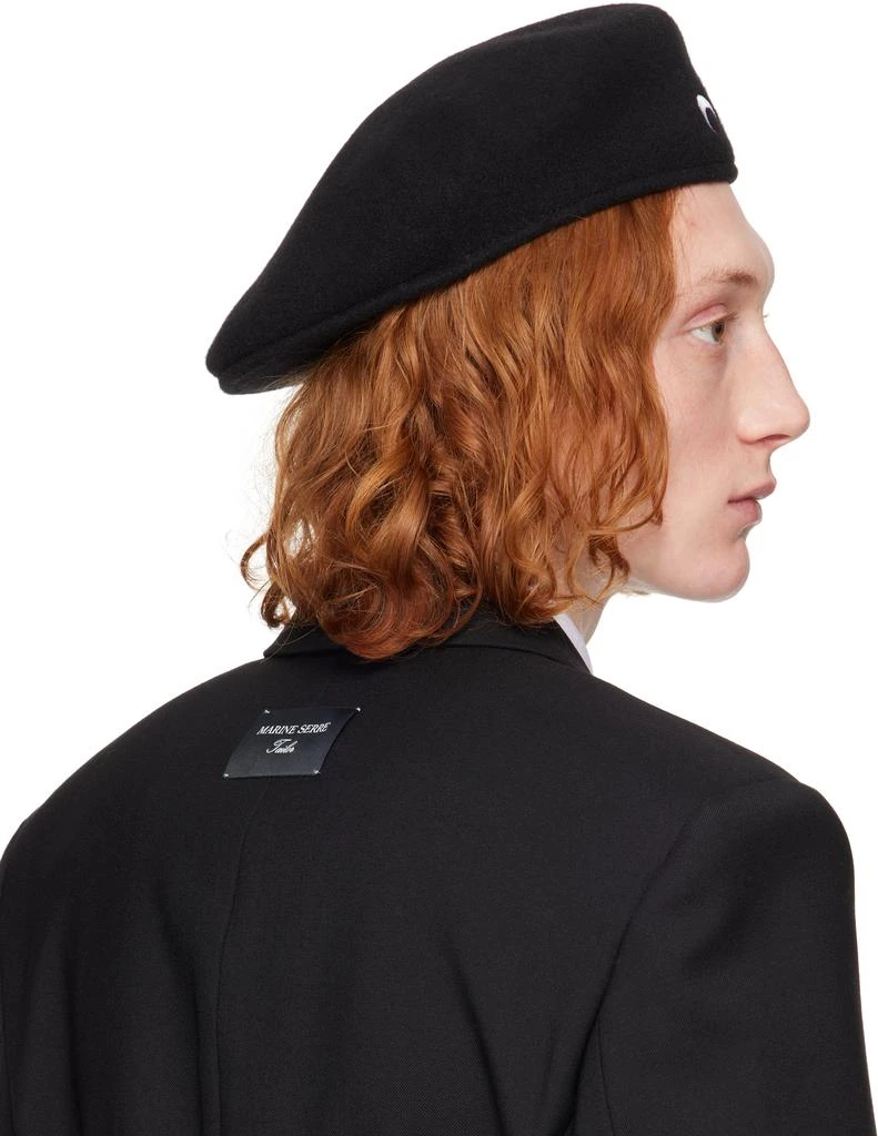 MARINE SERRE Black Moon Felted Wool Beret 3