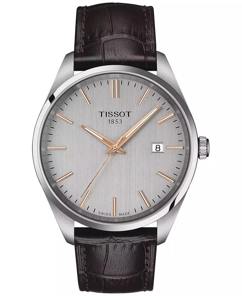 Tissot Men's Swiss PR 100 Brown Leather Strap Watch 40mm