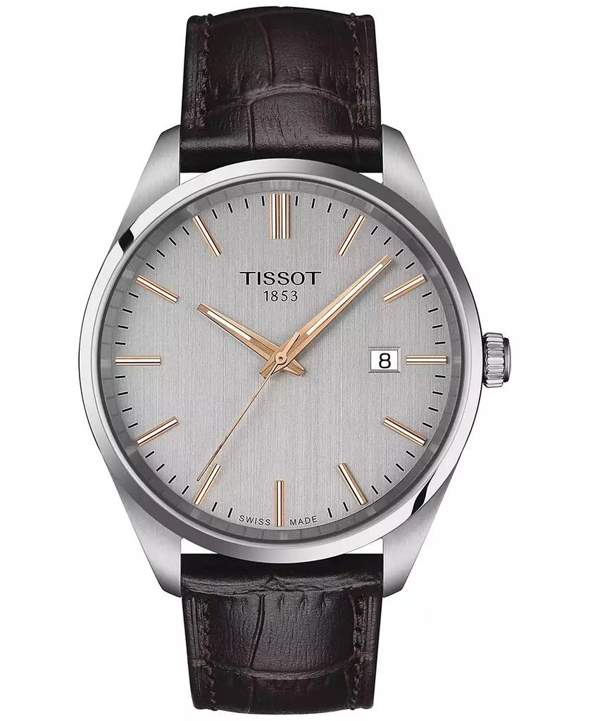 Tissot Men's Swiss PR 100 Brown Leather Strap Watch 40mm 1