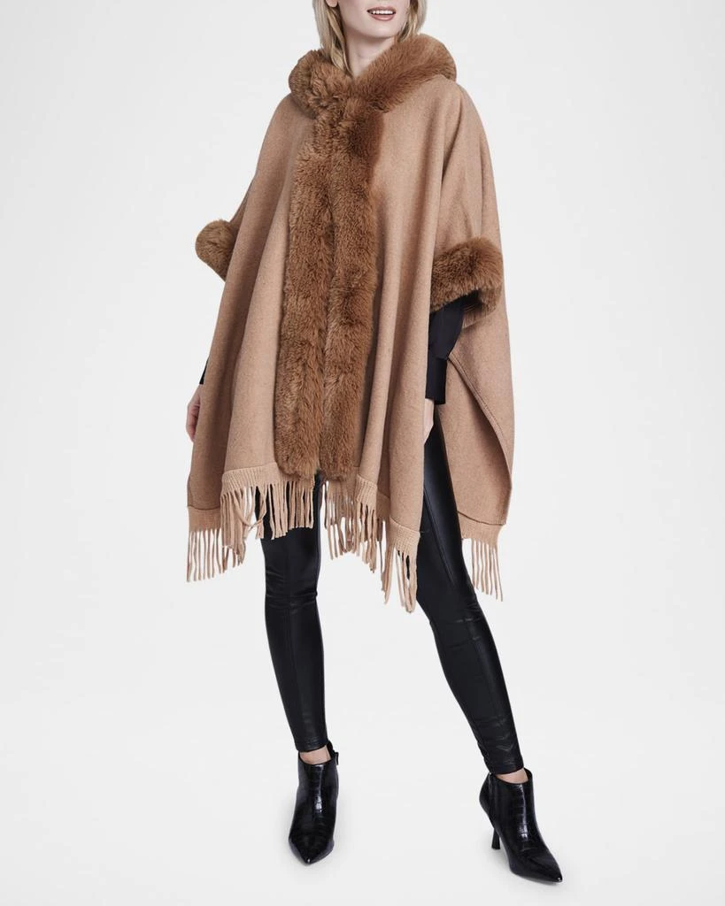 Pia Rossini Adalee Faux Fur-Trim Hooded Wrap 1