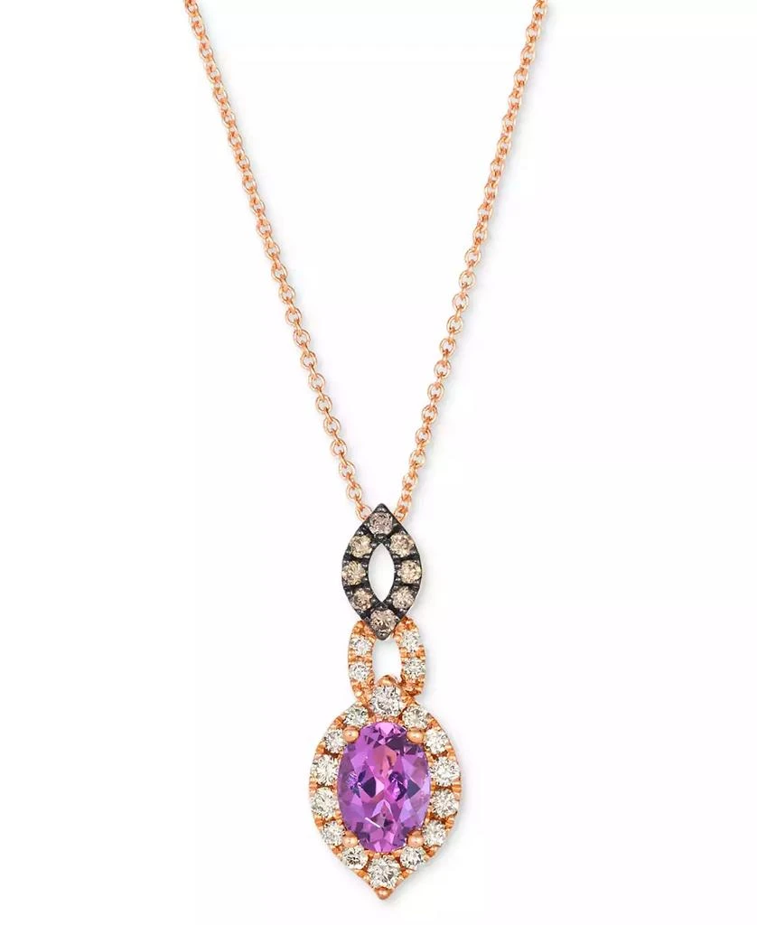 Le Vian Grape Amethyst (3/4 ct. t.w.) 
Diamond (1/3 ct. t.w.) Halo Adjustable 20" Pendant Necklace in 14k Rose Gold 1