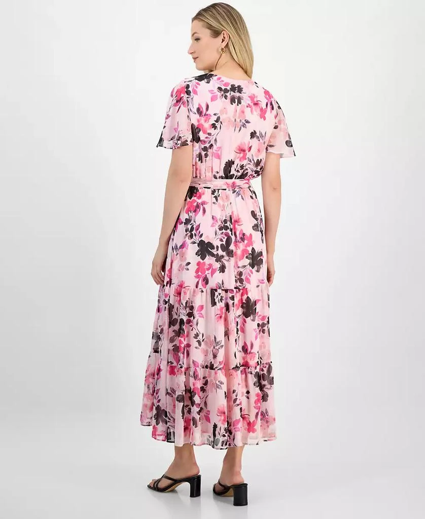 sachin and babi light blue dress M&Co Petite Navy Blue Floral Chiffon Button Down Dress