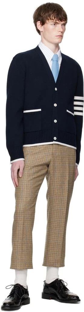 Thom Browne Navy Milano Stitch Merino Wool 4-Bar V-Neck Cardigan 4