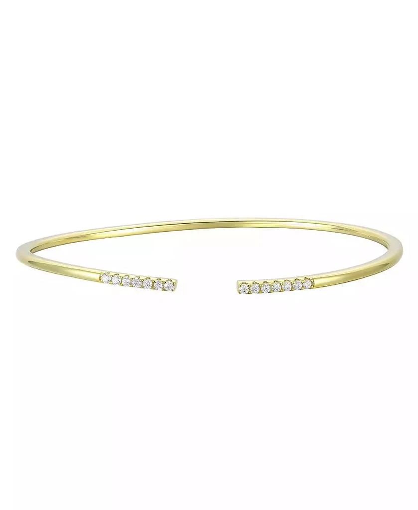 Rachel Glauber 14K Gold Plated Round Cubic Zirconia Cuff Bracelet