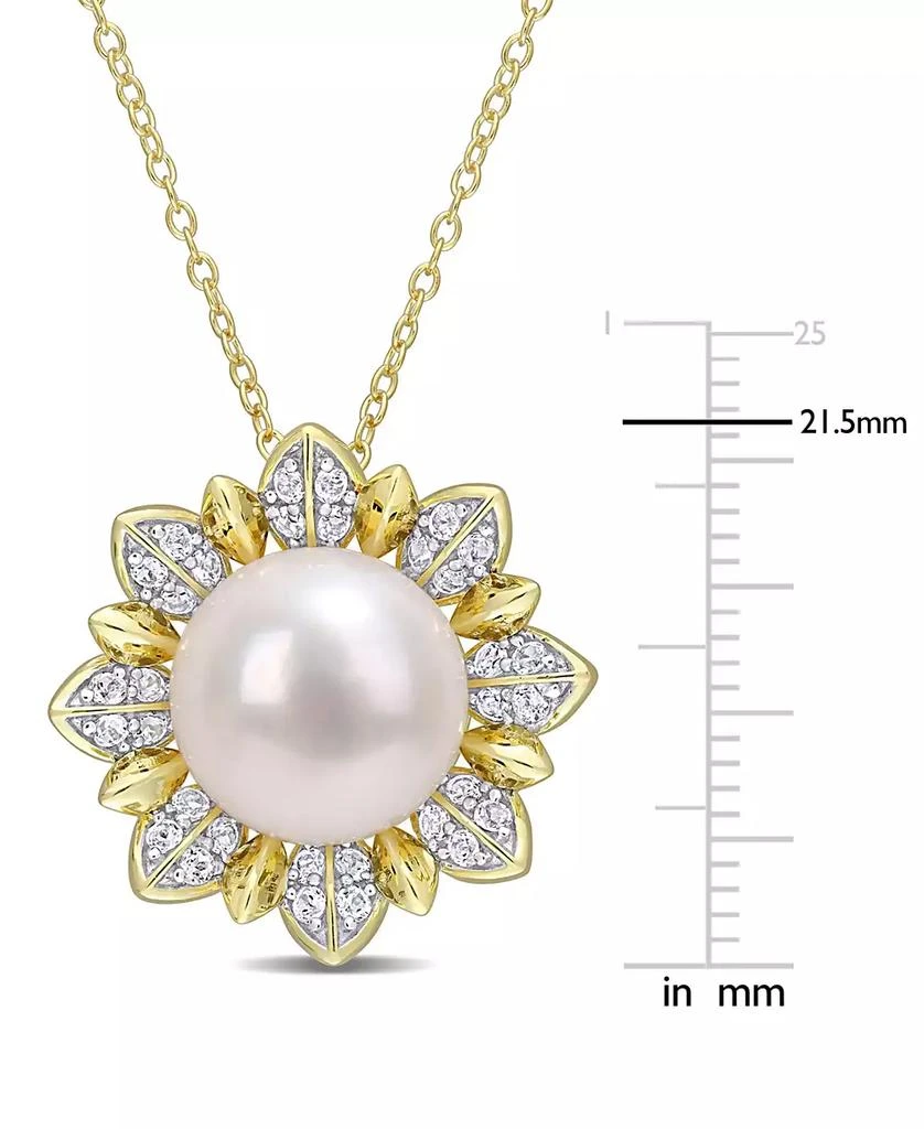 Macy
s Cultured Freshwater Pearl (8-1/2mm)
White Topaz (1 ct. t.w.) Flower 18" Pendant Necklace in Gold-Tone Plated Sterling Silver 4
