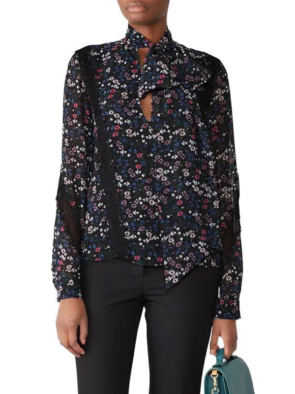 Fame and Partners Carrera Floral Tie Neck Top