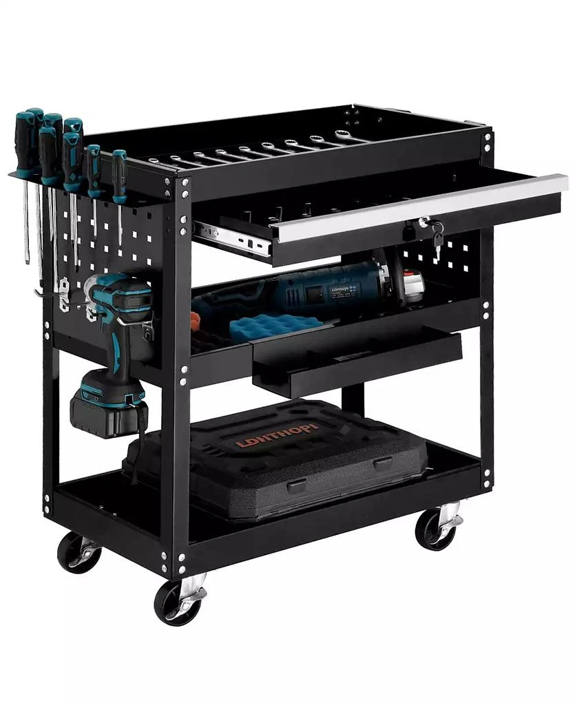SILVEL All Metal Drawer 3 Tier Rolling Tool Cart with Wheels