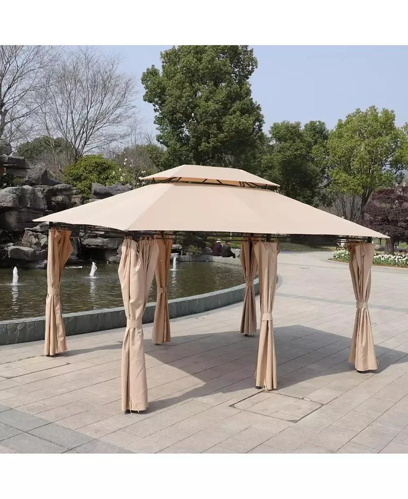 Streamdale Furniture 13x10 Outdoor Gazebo Canopy Tent w/ Mosquito Net - Khaki Top 3