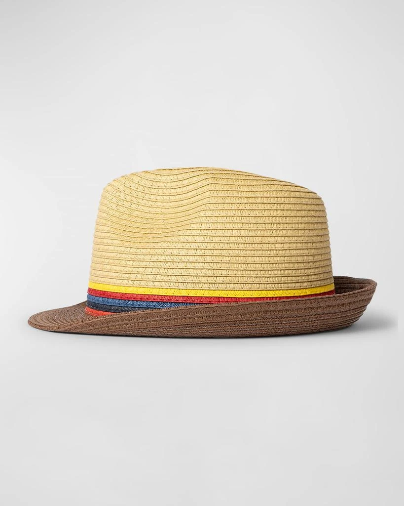Paul Smith Men's Bright Stripe Straw Fedora Hat 2