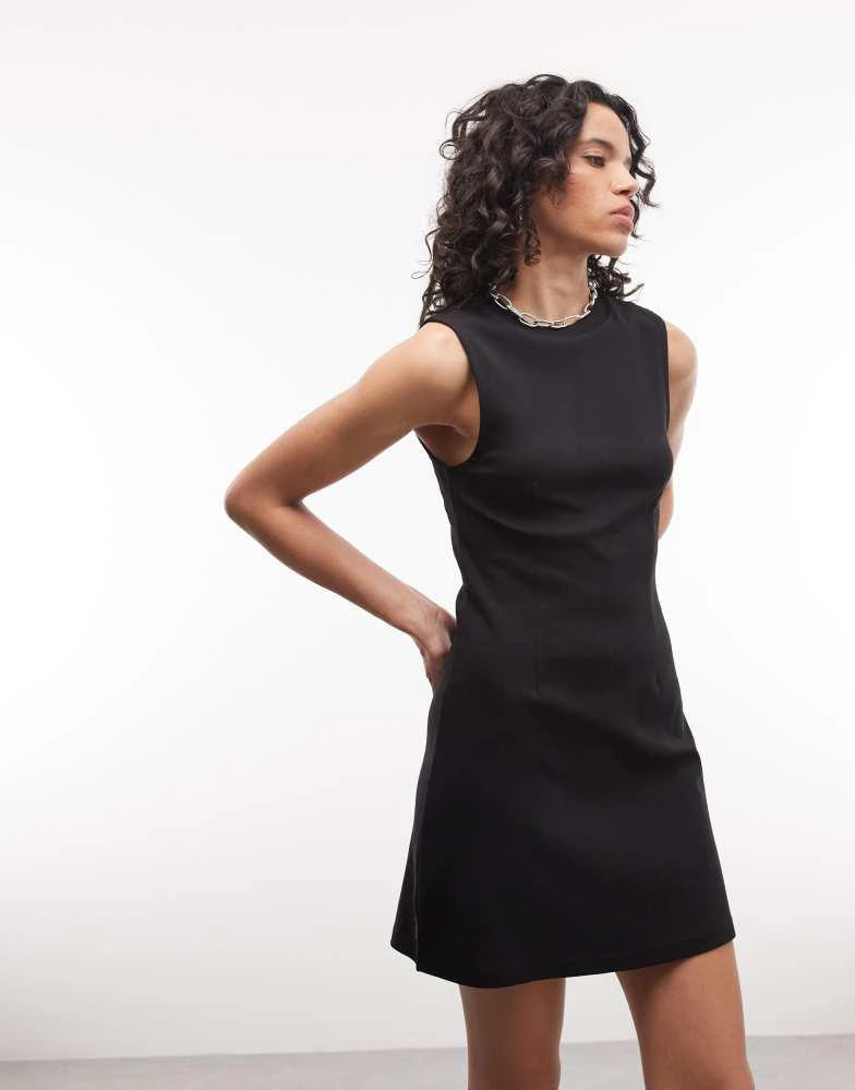 monki black mini dress Monki Women's Black Asymmetric Ruffle Chiffon Mini Dress