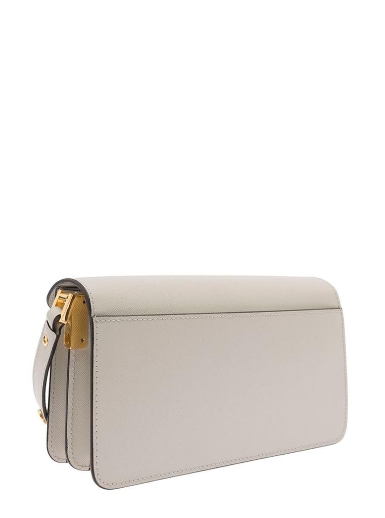 Marni 'Trunk' White Shoulder Bag With Push-Lock Fastening In Leather Woman
