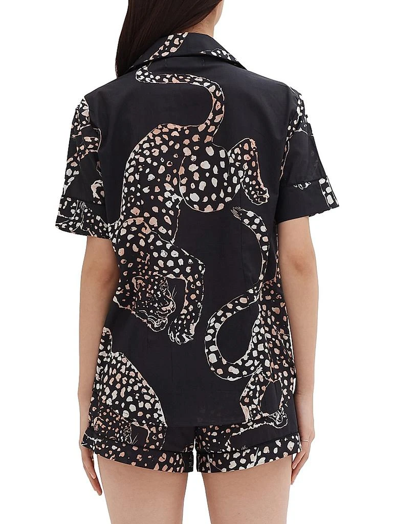 Desmond & Dempsey Jaguar Print Cotton Short Pajama Set 5