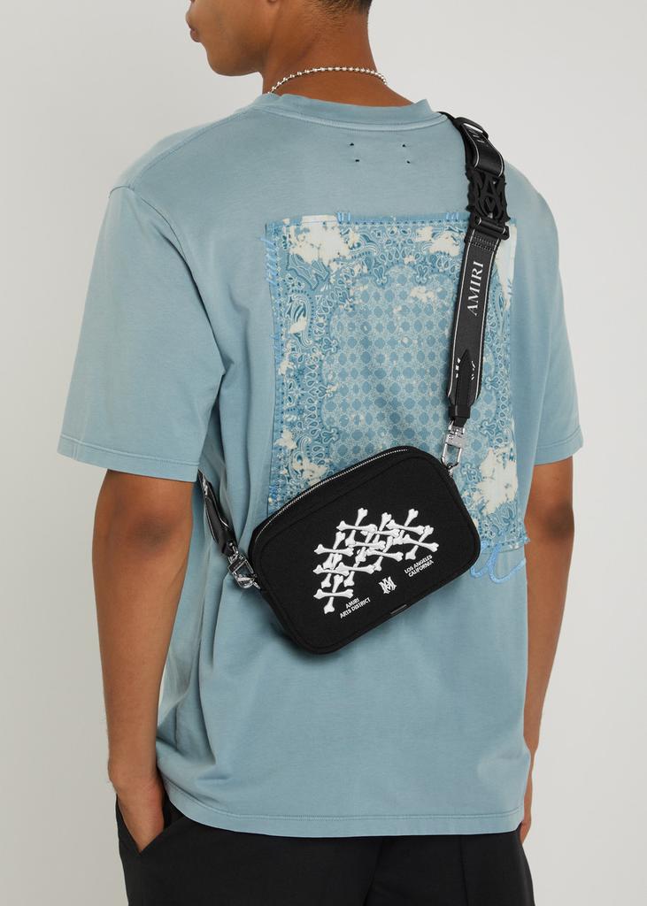 AMIRI Bones Stacked embroidered canvas camera bag - Shoulder Bags