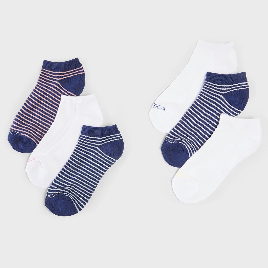 Nautica Womens Stripe Low Cut Socks, 6-Pack