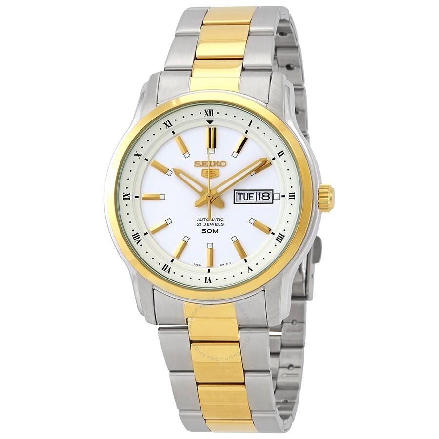 Seiko Series 5 Automatic White Dial Two-tone Men's Watch SNKP14K1S