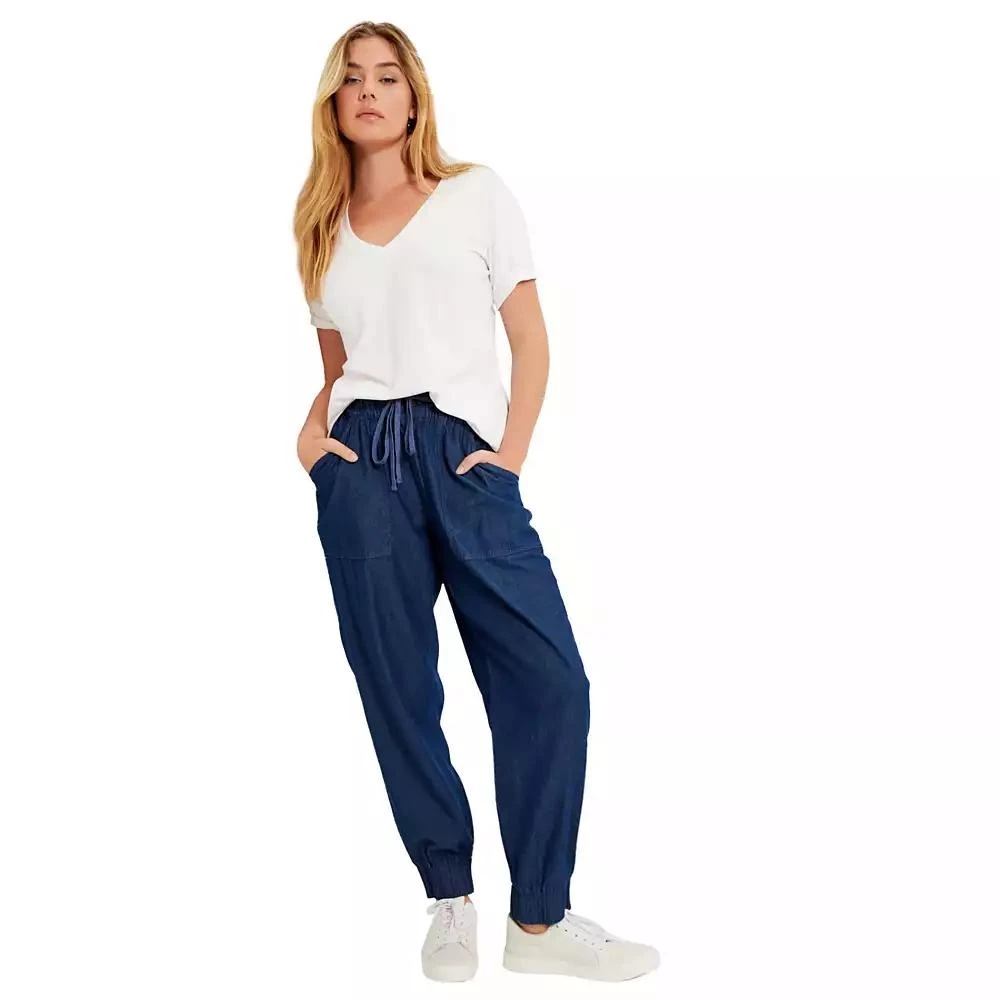June + Vie Women's June + Vie Drawstring Denim Jogger 1