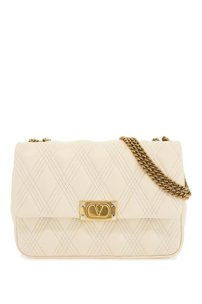 Valentino quilted shoulder bag butter white with golden chain 1