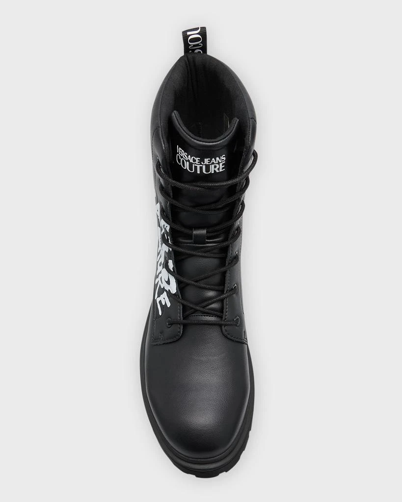 Versace Men's Syrius Graffiti Logo Leather Combat Boots 5