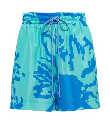 Lee Mathews Pixel high-rise silk shorts
