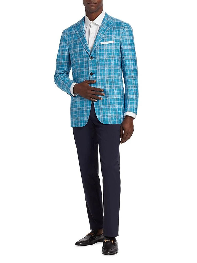 Kiton Plaid Silk-Blend Three-Button Sport Coat 2