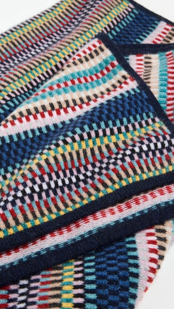 White + Warren Cashmere Striped Multi Check Scarf 3