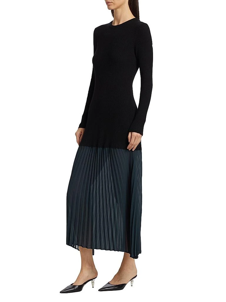 Lingua Franca Jerry Mixed-Media Long-Sleeve Midi-Dress 4
