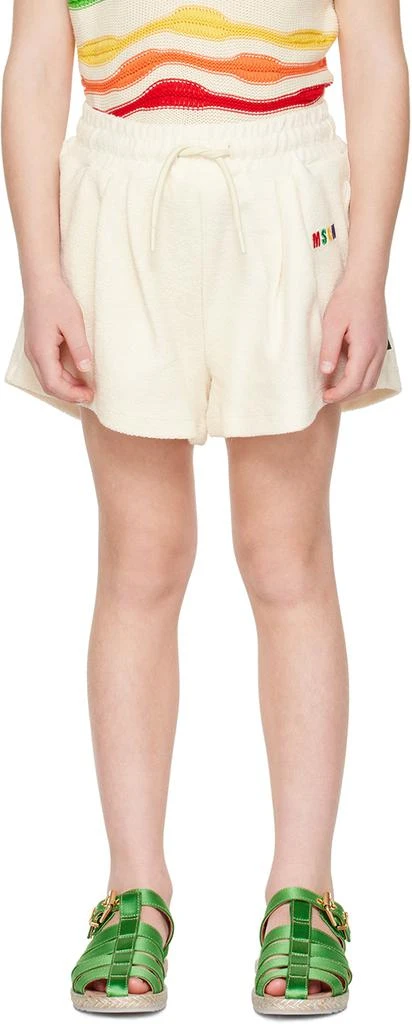 MSGM Kids Off-White Embroidered Shorts
