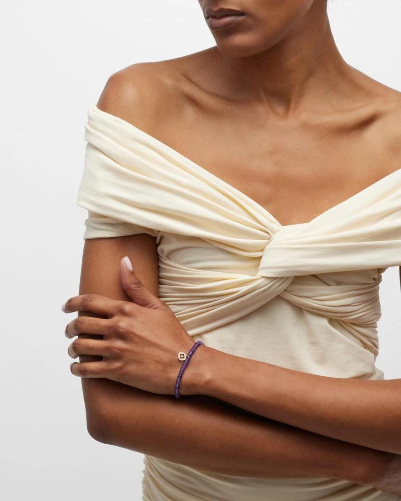 Sydney Evan 14k Gold Amethyst Beaded Bracelet with Diamond Starburst Charm 5