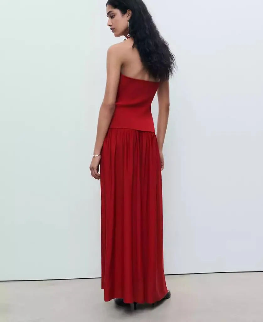 mango red halter dress MANGO Halter-Neck Dress With Ruffle Detail