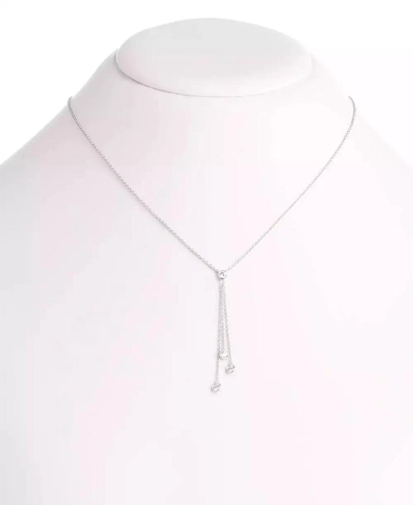 Ralph Lauren Lauren Sterling Silver Cubic Zirconia & Chain Fringe Lariat Necklace, 18" + 3" extender 2