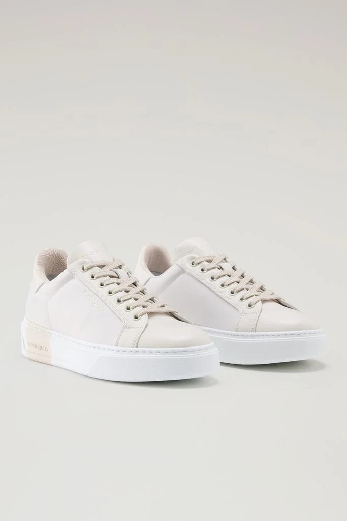 WO-FOOTWEAR Classic Court Sneakers in Technical Fabric with Leather Trim - Women - Beige 2