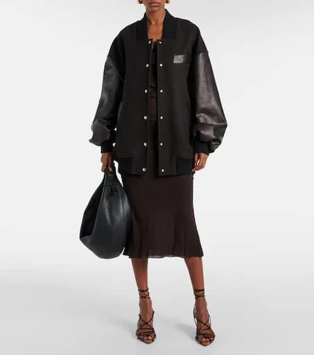 Khaite Spencer wool-blend and leather bomber jacket 2