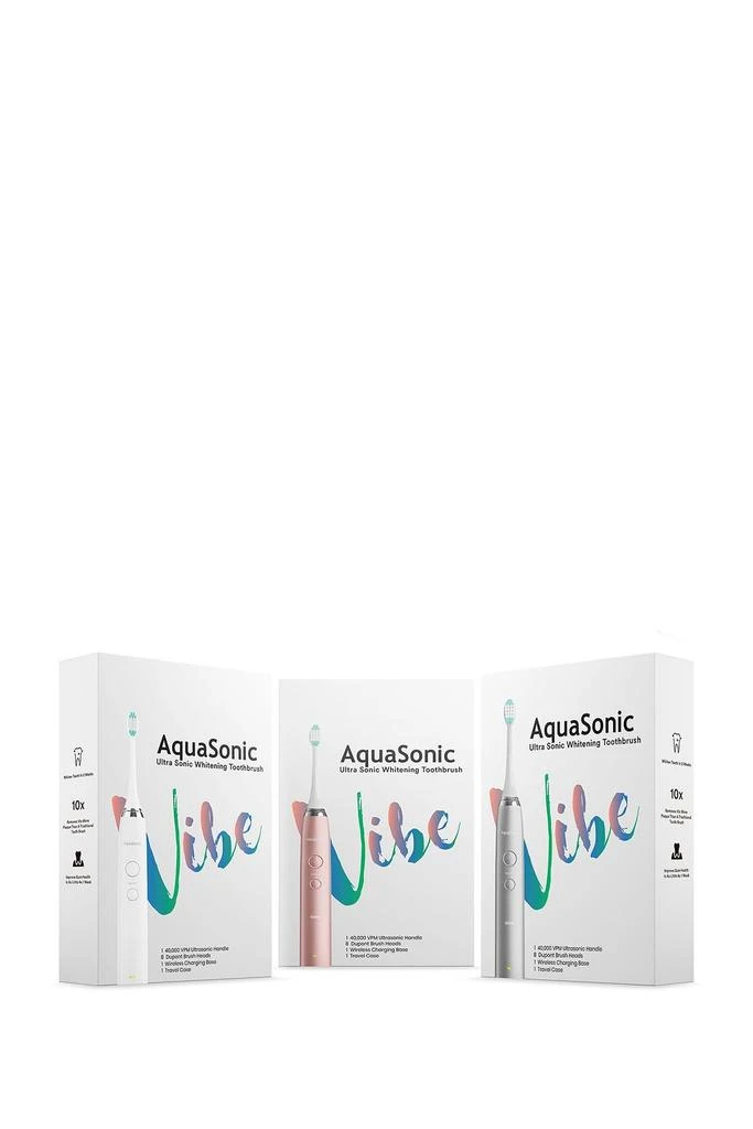 AQUASONIC VIBE Series Pink UltraSonic Whitening Toothbrush with 8 DuPont Brush Heads & Travel Case 9