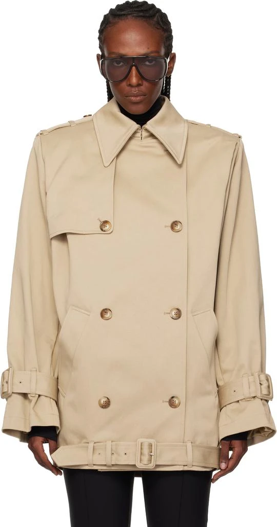 Mugler Beige Dropped Trench Coat