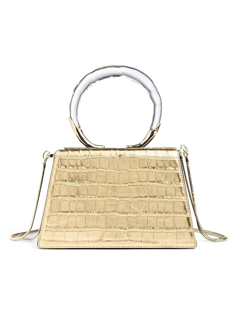 Alexis Bittar Liquid Lucite Croc-Embossed Leather Top-Handle Bag 1