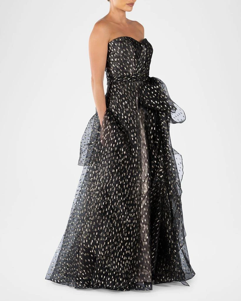 Rene Ruiz Collection Strapless Metallic Fleck Bow Gown 3
