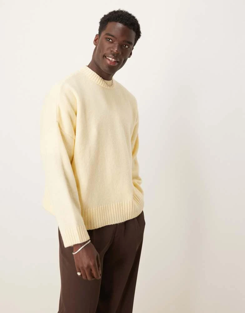 ASOS ASOS DESIGN super oversized boxy crew neck jumper in butter yellow 2
