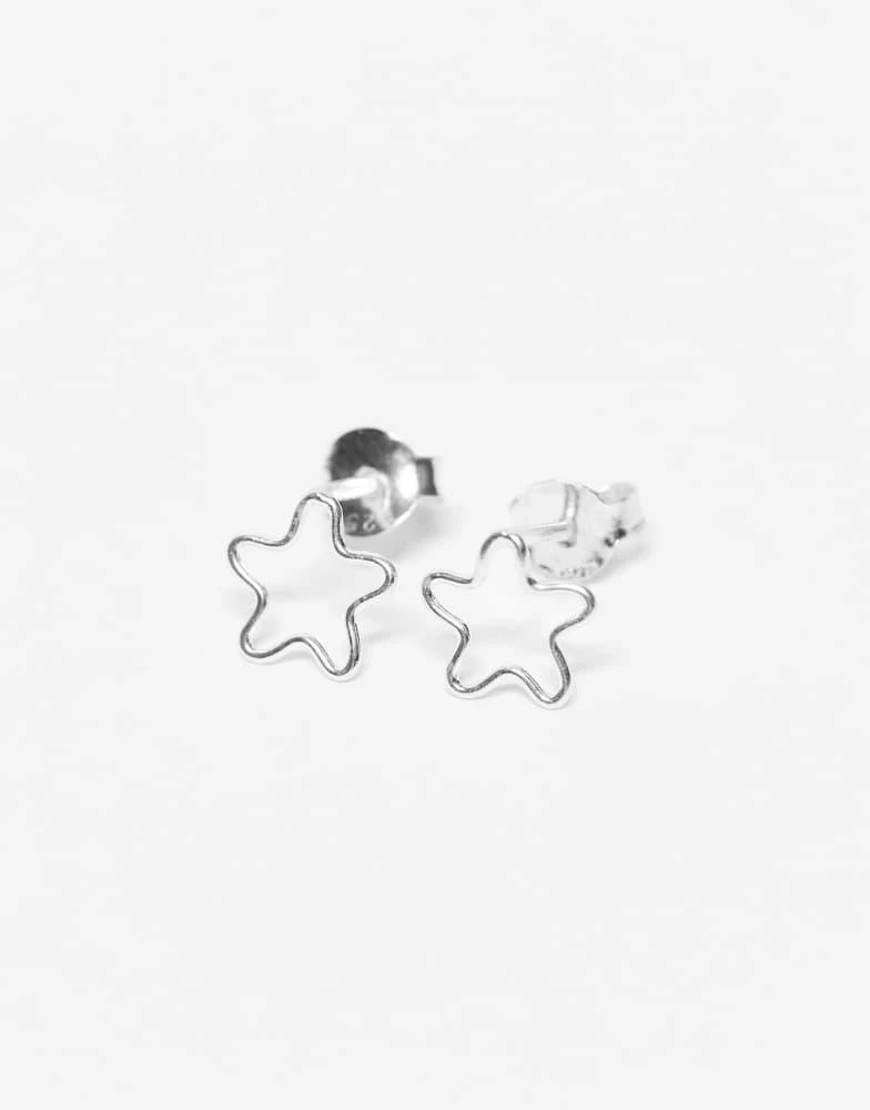 Kingsley Ryan Kingsley Ryan open star stud earrings in silver 2