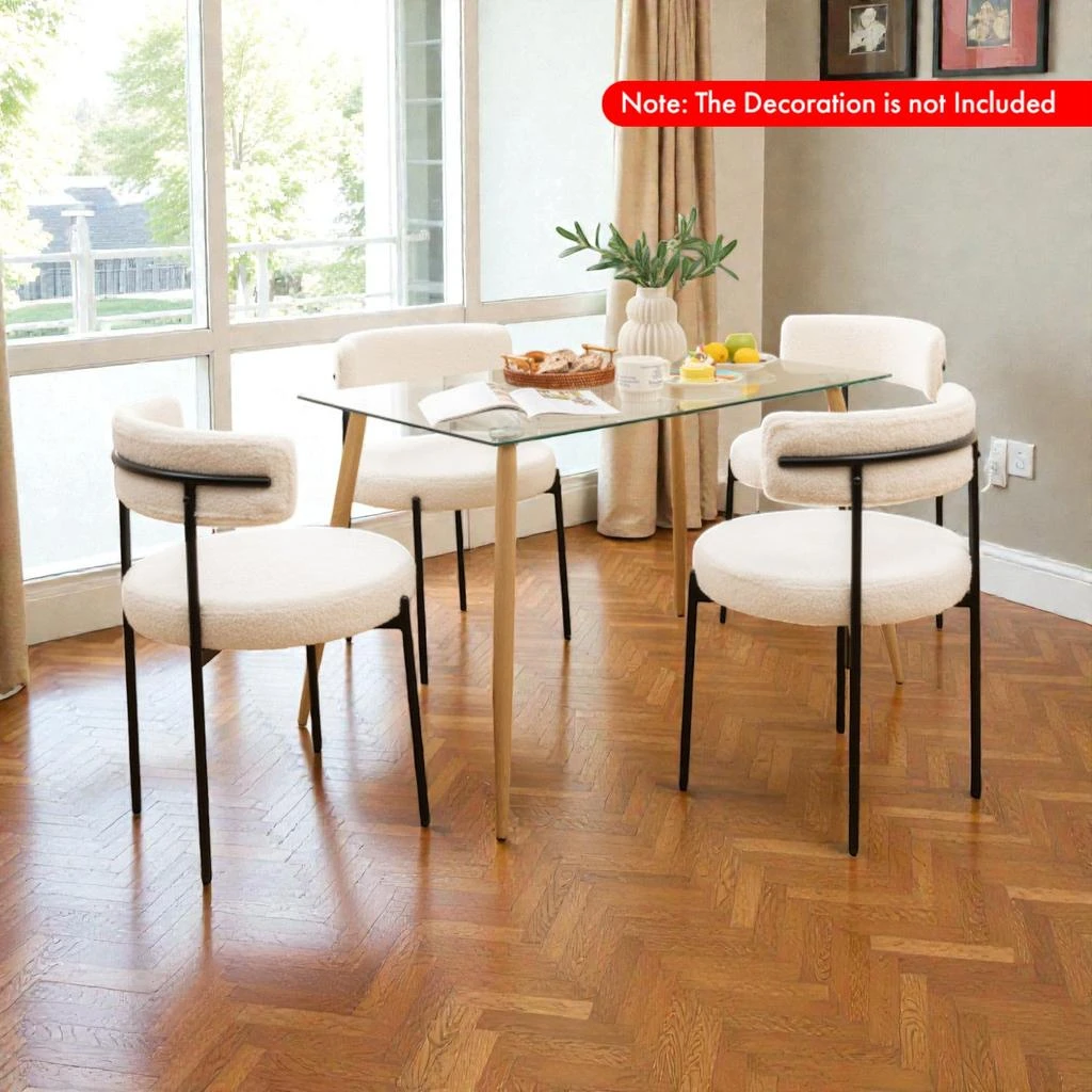 Hivvago Metal-Legged Dining Chairs Set of 4 with Cozy Boucle Seats and Ergonomic Curved Back 2