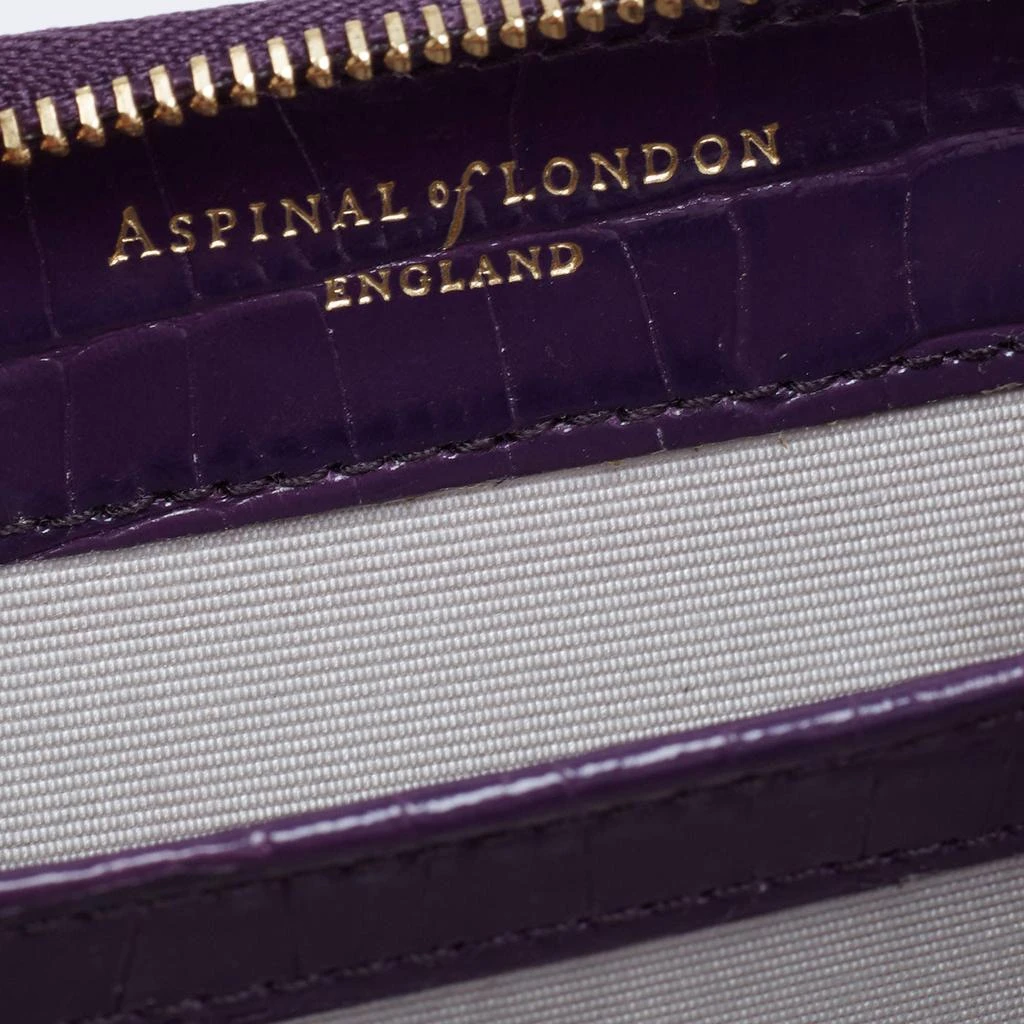 Aspinal of London Aspinal of London Purple Croc Embossed Leather Zip Around Compact Wallet 8