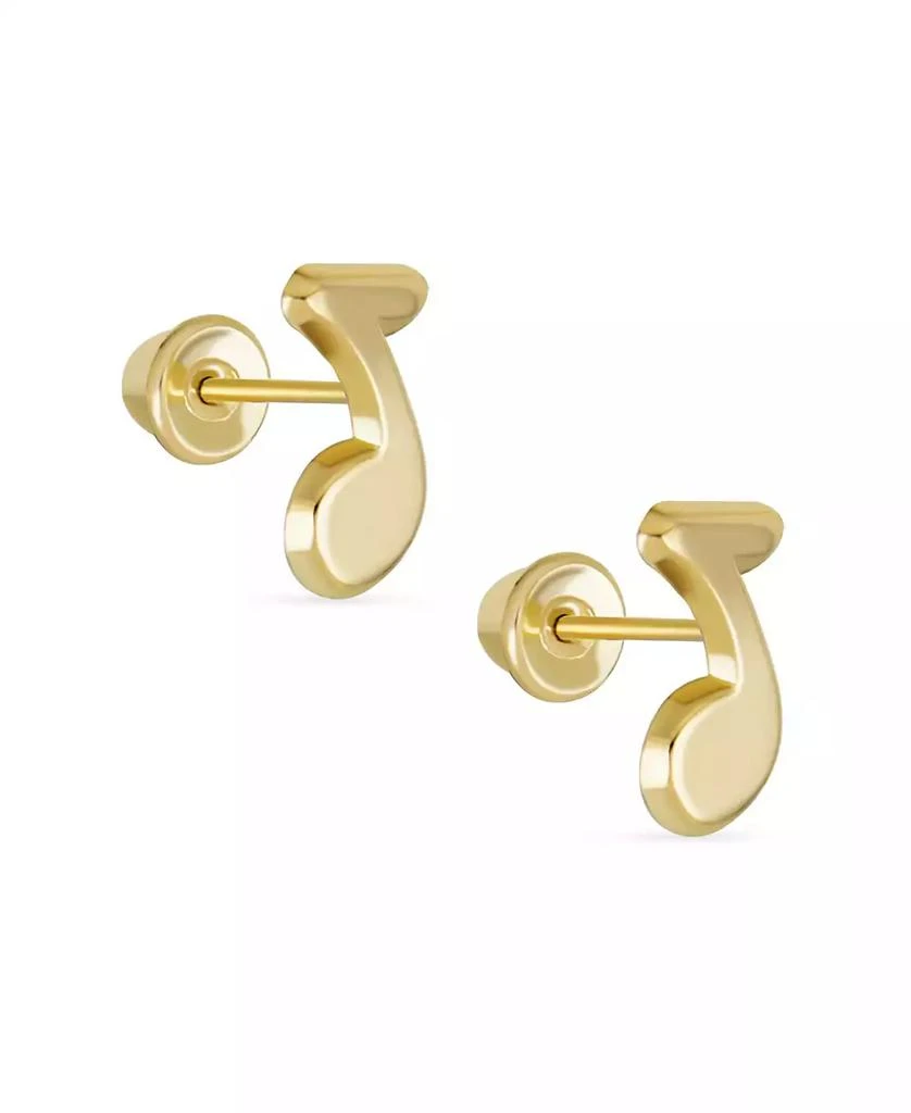 Bling Jewelry Tiny Dainty Entertainer Music Notes Stud Earrings Musician Teacher Student 14K Yellow Gold Screw Back 4