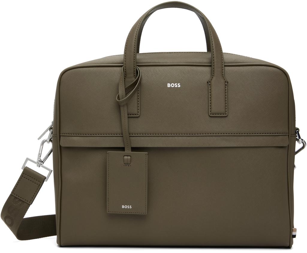 Hugo Boss Green Logo Detail Document Briefcase
